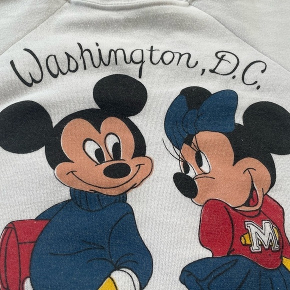 Vintage Mickey Mouse and Minnie Mouse Washington DC Cartoon 1980s Sweatshirt - Picture 4 of 7